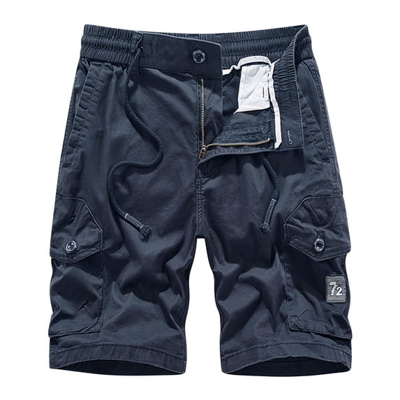 Men's Casual Cargo Shorts Elastic Waist with Drawstring Lightweight Breathable Multi-Pockets Hiking Outdoor Short Pants for Summer Golf Walking Vacation Wear