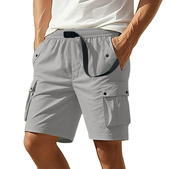 Men's Casual Cargo Shorts Lightweight Stretch Elastic Waist Summer Drawstring Comfortable Pocket Outdoor Work Hiking Travel Short Pants
