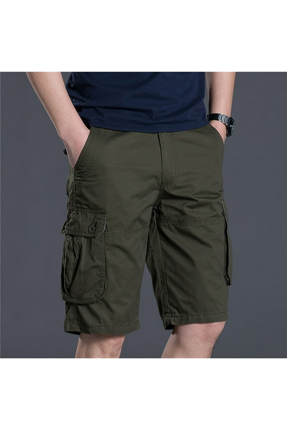 Men's Casual Cargo Shorts Outdoor Fishing Hiking Combat Workout Gym Shorts Multi Pockets Combat Athletic Shorts with Zipper
