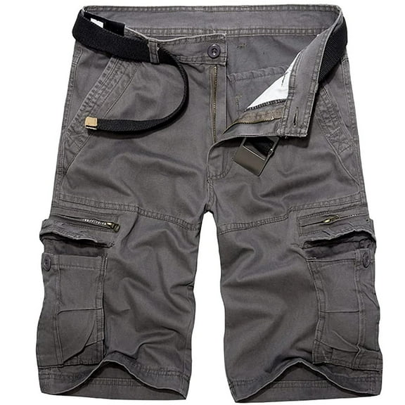 Men's Casual Cargo Shorts Plus Size Camo Ripstop Trousers Capri Pants Relaxed Fit Outdoor Camouflage Casual Shorts with Multi Pockets