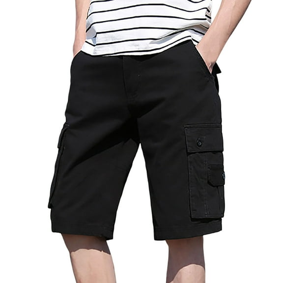Men's Casual Cargo Shorts - Solid Color Loose Fit for Summer Outdoor & Streetwear