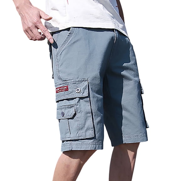 Men's Casual Cargo Shorts - Solid Color Loose Fit for Summer Outdoor & Streetwear