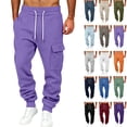 thumbnail image 1 of Men's Casual Cargo Sweatpants,Elastic Drawstring Waist,Loose Jogger Pants with Multi Pockets for Dinner Gathering, 1 of 6