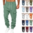 thumbnail image 1 of Men's Casual Cargo Sweatpants,Elastic Drawstring Waist,Loose Jogger Pants with Multi Pockets for Dinner Gathering, 1 of 5