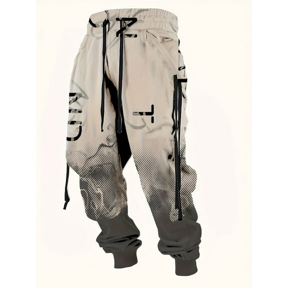 Men's Casual Cargo Sweatpants Waist Drawstring Joggers Hiking Tactical Pants for Men with Pockets Gray 3XL