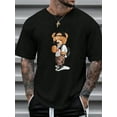 thumbnail image 1 of Men's Casual Cartoon Bear Print Short Sleeve Crew Neck T-Shirt, Suitable For Commuting, Summer, 1 of 6