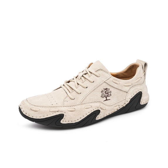 Men's Casual Casual Shoes Lightweight Soft And Comfortable Non-Slip Loafers Lace-Up Retro Fashion Formal Shoes White 12 US