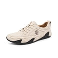 thumbnail image 1 of Men's Casual Casual Shoes Lightweight Soft And Comfortable Non-Slip Loafers Lace-Up Retro Fashion Formal Shoes White 6.5 US, 1 of 7