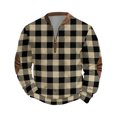 thumbnail image 1 of Men's Casual Checkered Print Semi-Zipper Retro Long Sleeve Sports Sweatshirt - Vintage Style with Check Design for Athletic and Casual Use,Army Green,L, 1 of 7
