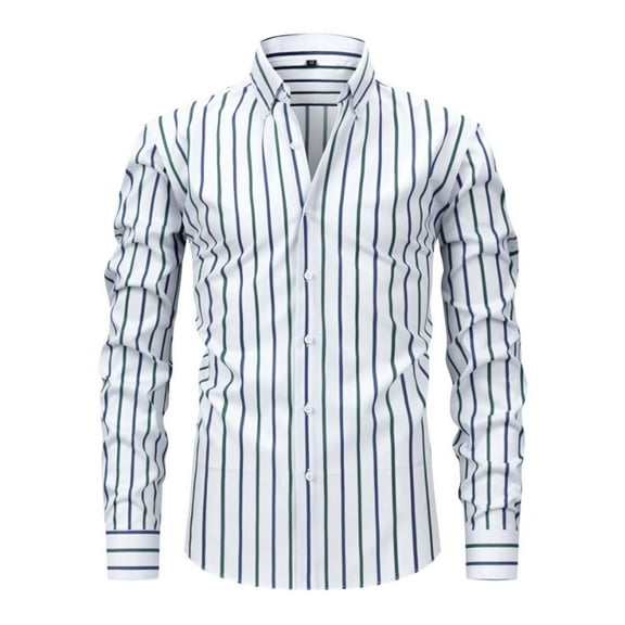 Men's Casual Checkered Shirts Business Casual Dress Shirts Regular Fit Slim Long Sleeve Button Down Shirt