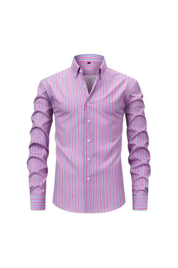 Men's Casual Checkered Shirts Business Casual Dress Shirts Regular Fit Slim Long Sleeve Button Down Shirt