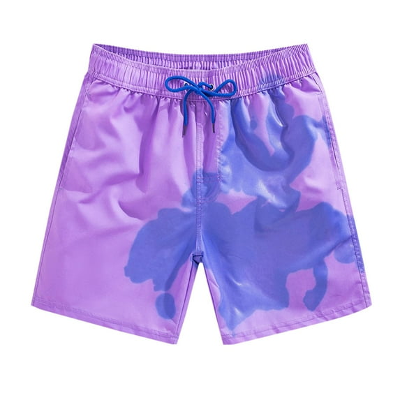 Men's Casual Classic Fit Short Drawstring Summer Beach Shorts with Pocket Shorty Purple,2XL