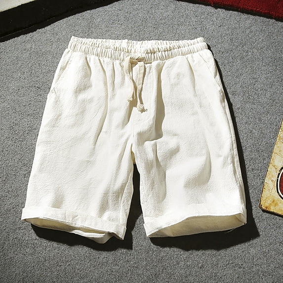Men's Casual Classic Shorts Athletic Cotton Sweat Shorts with Drawstring White XXXXL