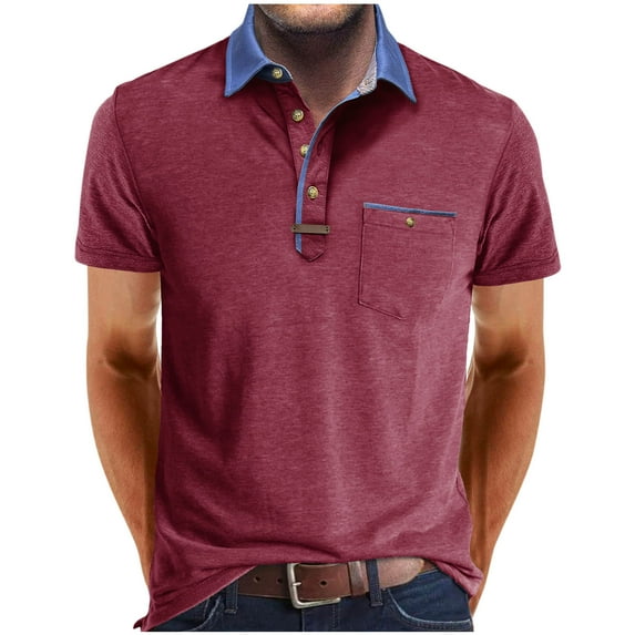 Men's Casual Collared Shirts Cotton Short Sleeve Golf Shirts Fashion Basic Shirts with Pocket