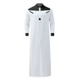 Men's Casual Color Contrast Robe Long Sleeve Half Zipper Jubba Thobe