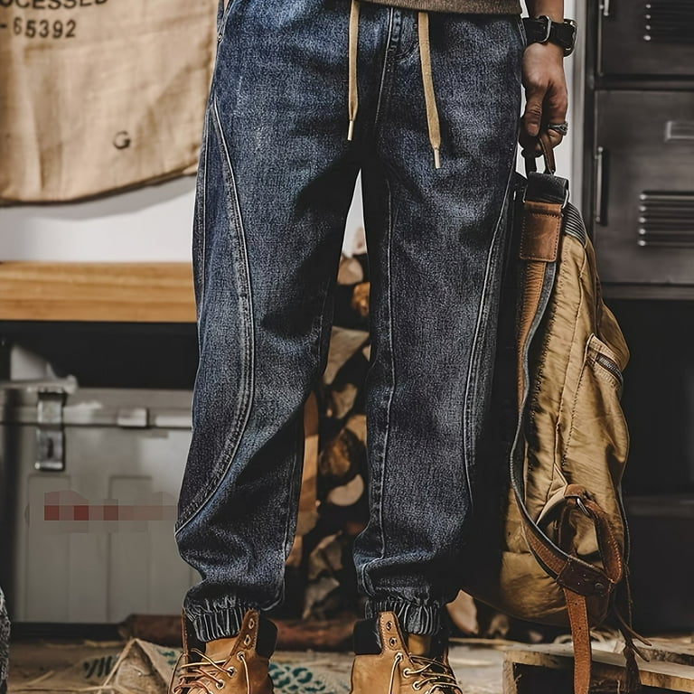 Men s Casual Comfy Cotton Jeans Chic Vintage Style Cropped Jeans