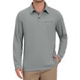 thumbnail image 1 of INSPIRE CHIC Men's Long Sleeve Golf Shirt Contrast Collar Button Placket Regular Fit Active Top L Gray, 1 of 6