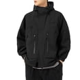 thumbnail image 1 of Men's Casual Corduroy Jacket Male Loose Fitting Trendy Work Lightweight Windproof Hooded Sprinter Coat Outwear, 1 of 4