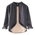 thumbnail image 1 of Men's Casual Corduroy Shirt Long Sleeve Comfortable Pocket Collarless Top Soft Breathable Stylish Versatile Men's Oversized Tee Summer Tops Streetwear, 1 of 3
