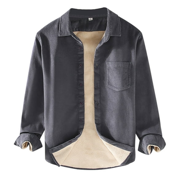 Men's Casual Corduroy Shirt Long Sleeve Lapel Top Comfortable Stylish One Pocket Button Down Men's Oversized Tee Summer Tops Streetwear
