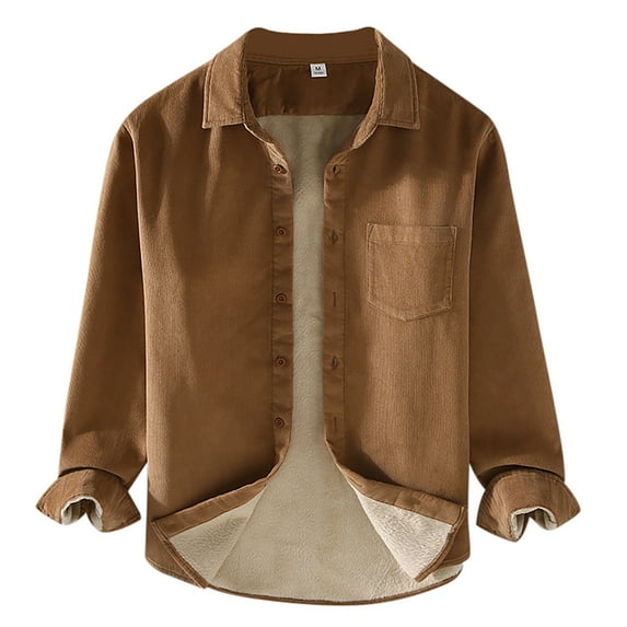 Men's Casual Corduroy Shirt Long Sleeve Lapel Top Comfortable Stylish One Pocket Button Down Men's Oversized Tee Summer Tops Streetwear