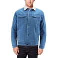 thumbnail image 1 of Men’s Casual Cotton Blend Sherpa Lined Button Up Denim Jean Trucker Jacket (Light Blue, S), 1 of 3