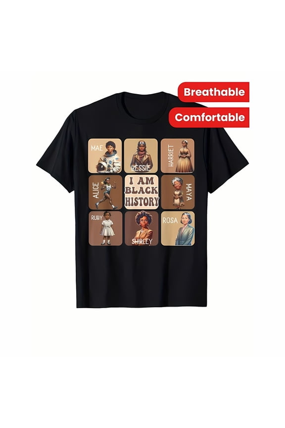 Men's Casual Cotton Graphic Tees T-Shirt I Am Black History Month Black Women Leader Black Girl Power T-Shirt Cotton Fun Design ,Graphic Tees