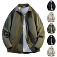 thumbnail image 1 of Men's Casual Cotton Plaid Button-Down Overshirt Jacket Jackets for Men Lightweight Men's Solid Color Long Sleeved Turndown Collar Woolen Button Pocket Outwear/Jackets White Xxl, 1 of 9