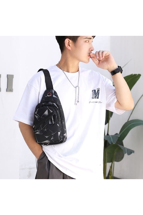 Men's Casual Couples Lightweight Shoulder Bag,Vertical single layer black