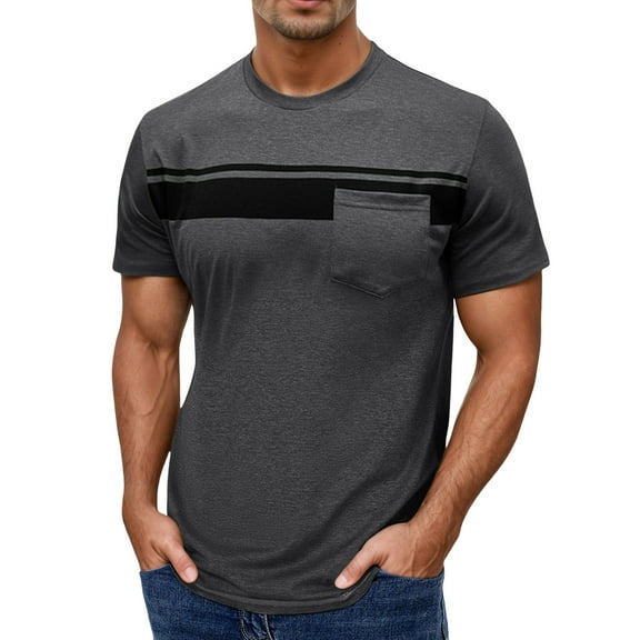 Men's Casual Crew Neck Pocket T-Shirt Summer Basic Tee Short Sleeve Comfortable Blouse Relaxed Fit Stylish Top