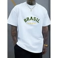 thumbnail image 1 of Men's Casual Crew Neck T-Shirt with BRAZIL Print - Soft Polyester, Short Sleeve, Machine Washable - Perfect for Summer, 1 of 9