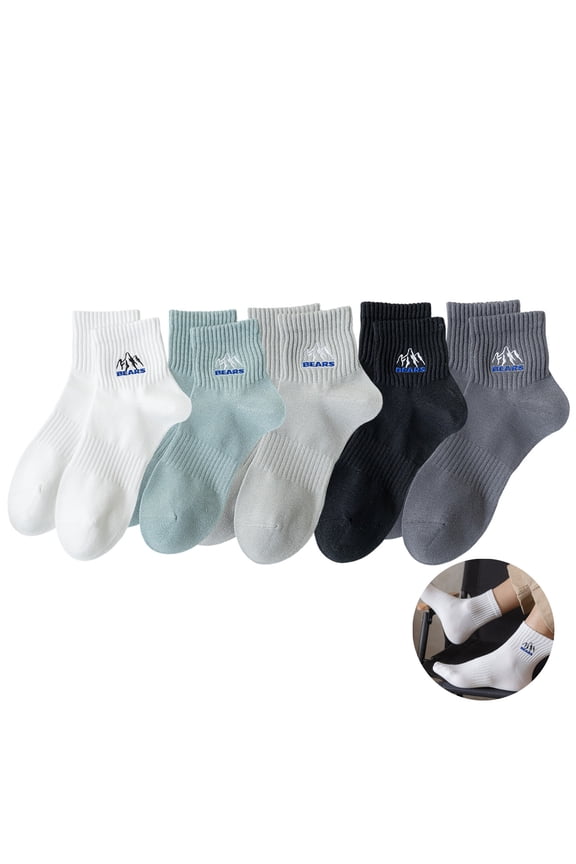 Men's Casual Crew Socks 5 Pairs Athletic Sport Crew Socks Moisture Wick Socks