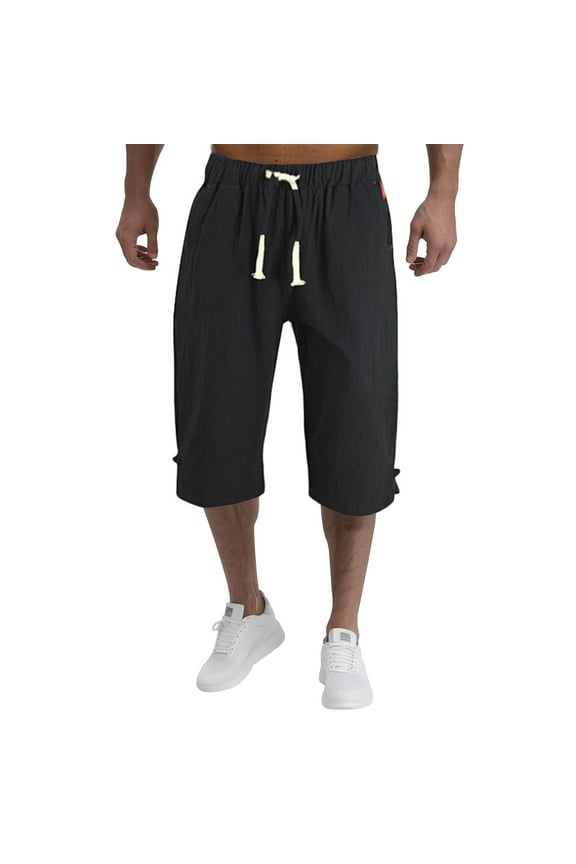 Men's Casual Cropped Summer Pants Lightweight Solid Color Comfortable Trousers For Outdoor Travel And Daily Wear
