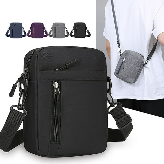 Men's Casual Crossbody Bag with Water-Resistant Nylon for Business Travel and Lightweight Phone Storage