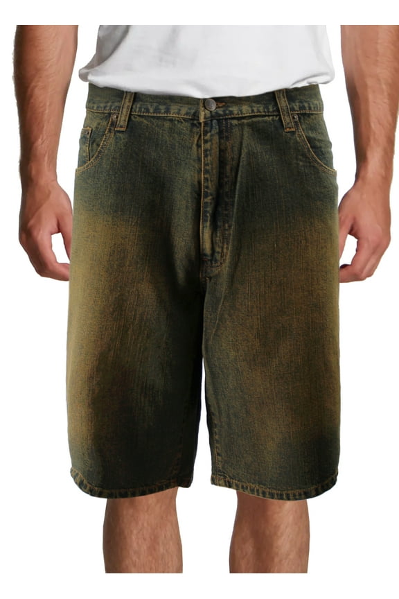 Men's Casual Denim Faded Wash Relaxed Fit Cotton Blend Jean Shorts (Brown Tint, 46)