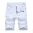 thumbnail image 1 of Men's Casual Denim Shorts Classic Fit Vintage Summer Cotton Jeans Shorts White 34, 1 of 4