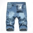 thumbnail image 1 of Men's Casual Denim Shorts Distressed Stretchy Jeans Shorts Ripped Short Pants Blue 34, 1 of 3