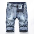 thumbnail image 1 of Men's Casual Denim Shorts Distressed Stretchy Jeans Shorts Ripped Short Pants Gray Blue 36, 1 of 3