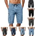 thumbnail image 1 of Men's Casual Denim Shorts Ndbuld Men's Ripped Denim Shorts & Jeans Summer Casual Classic Straight Distressed Ripped Short Jeans Blue,M, 1 of 9