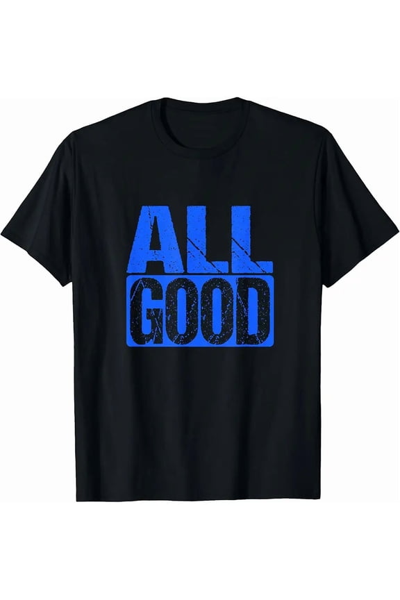 Men's Casual Distressed All Good Graphic T-Shirt