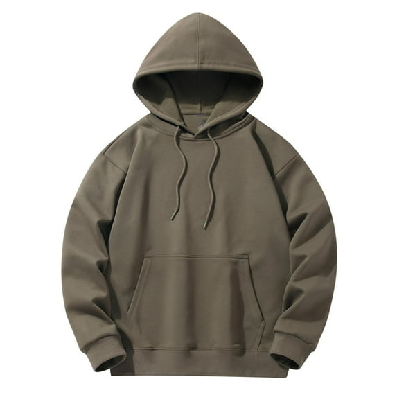 Men's Casual Drawstring Hoodies with Pocket Long Sleeve Comfy Loose Fit Hooded Sweatshirt Pullover Tops (M, Brown)