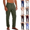 thumbnail image 1 of Men’s Casual Drawstring Pants, Trousers, Long Pants, Elastic Waist Straight Leg Buttoned, Breathable Lightweight Summer, Beach Vacation Daily Work, Summer | AESTIVO,Sky Blue XL, 1 of 8