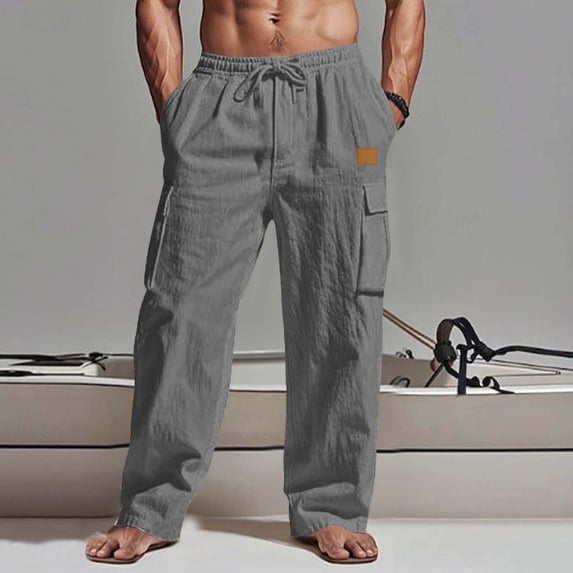 Men's Casual Drawstring Pants with Multiple Pockets for Work and Everyday Wear