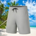 thumbnail image 1 of Men's Casual Drawstring Waist Shorts with Pockets, Solid Color Elastic Sweatpants, Soft Breathable Fabric, 1 of 5