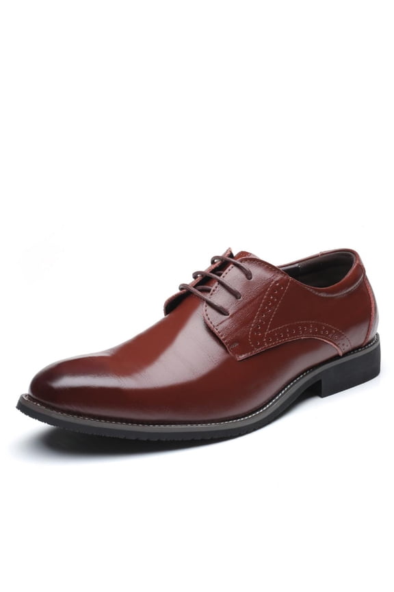 Men's Casual Dress Oxford Shoes Comfortable Anti-slip Classic Retro Leather Derby Loafers Wedding Business Moccasin Brown 12 US