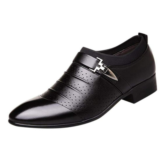 Men's Casual Dress Shoes Fashion PU Leather Buckle Oxfords Shoes Slip on Loafer Formal Business Comfortable Dress Shoes for Men