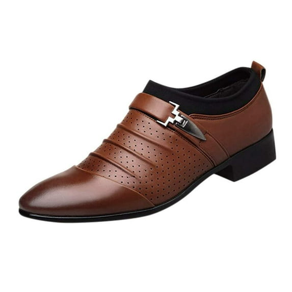 Men's Casual Dress Shoes Fashion PU Leather Buckle Oxfords Shoes Slip on Loafer Formal Business Comfortable Dress Shoes for Men
