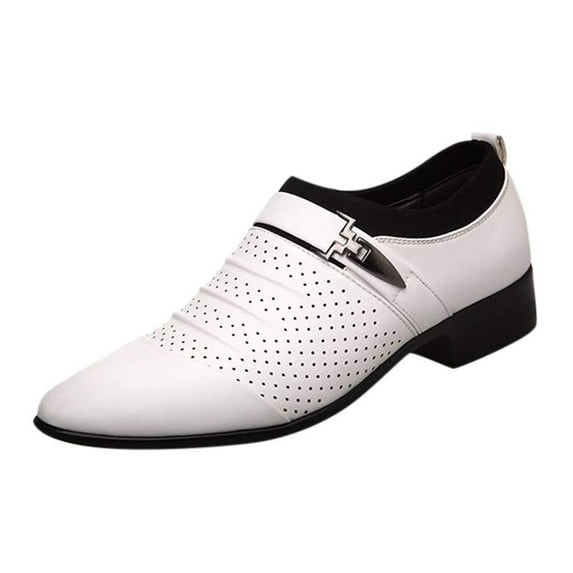 Men's Casual Dress Shoes Fashion PU Leather Buckle Oxfords Shoes Slip on Loafer Formal Business Comfortable Dress Shoes for Men