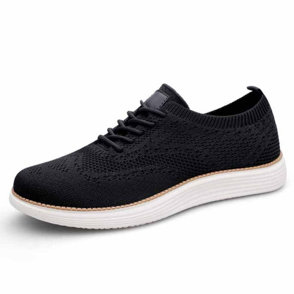 Men's Casual Dress Sneakers Comfortable Oxfords Business Mesh Walking Loafers Fashion Lightweight Breathable Soft Sole Black 6.5 US