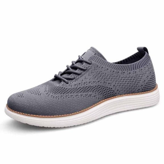 Men's Casual Dress Sneakers Comfortable Oxfords Business Mesh Walking Loafers Fashion Lightweight Breathable Soft Sole Gray 10 US